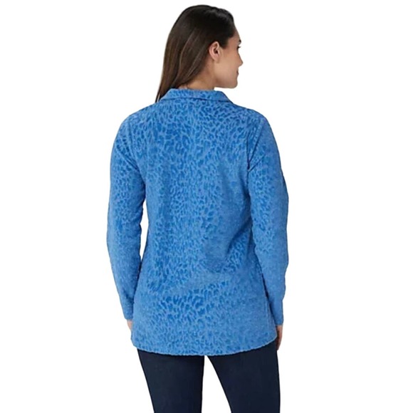 Susan Graver Weekend Burnout Jacquard Knit Half-Zip Top GRAY NWOT SIZE M - Picture 2 of 9